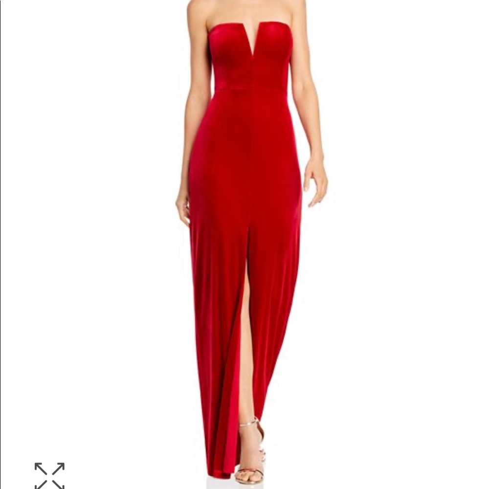 Red Velvet BCBG Maxazria Strapless Gown